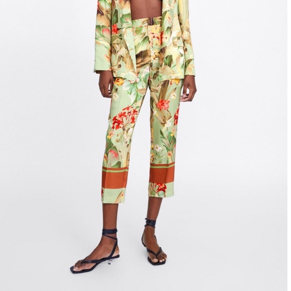 Zara Pants - Zara Tropical Silk Pants